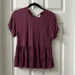 Purple floral layered Altar’d State top blouse shirt - size small